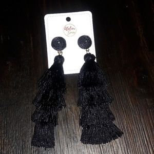 Black Multi-layer Fringe Earrings